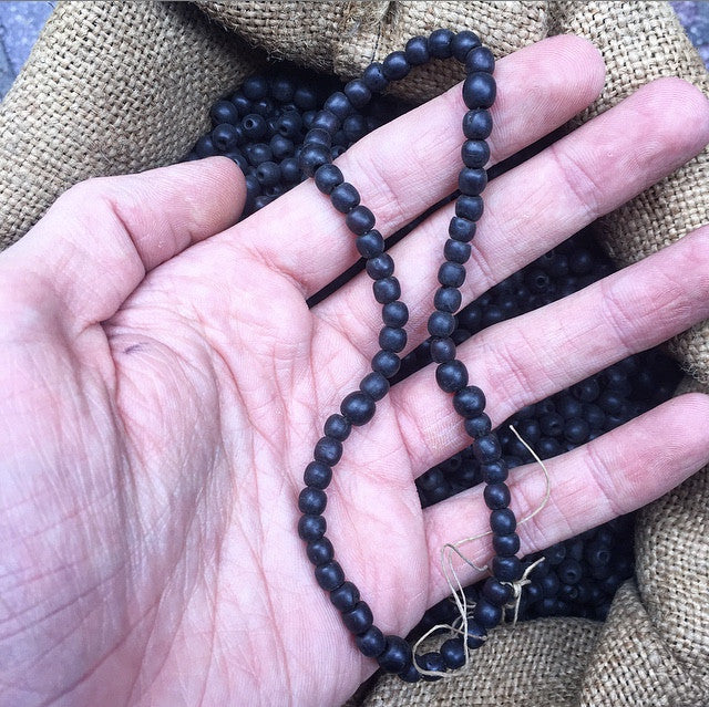 perles de coco noire 5mm noir lot de 100 pièces ancienne vintage stock fabricant chapelet 1930