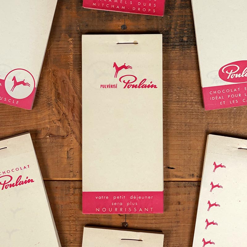 bloc notes ancien chocolat poulain épicerie vintage 1960