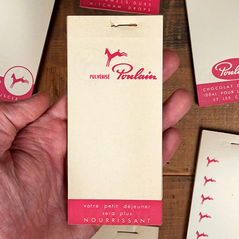 bloc notes ancien chocolat poulain épicerie vintage 1960