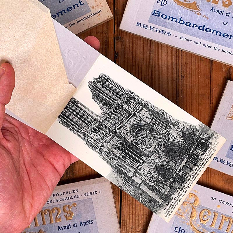carnets cartes postales reims 1914 1918 avant après bombardements ancien vintage papier collection 1920