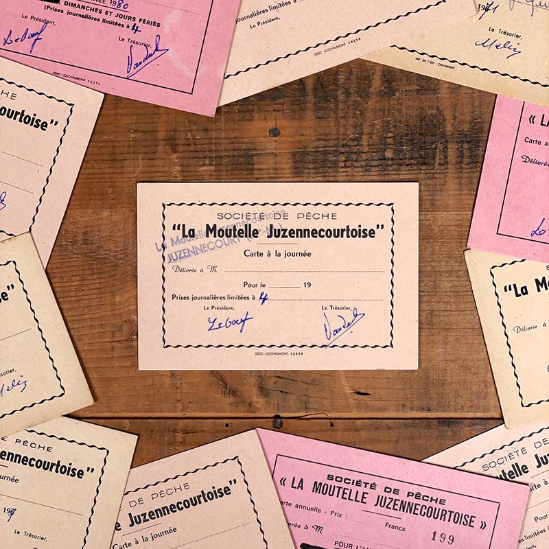 carte de pêche la moutelle juzennecourtoise 1960 1970 1980 permis ancien ancienne vintage
