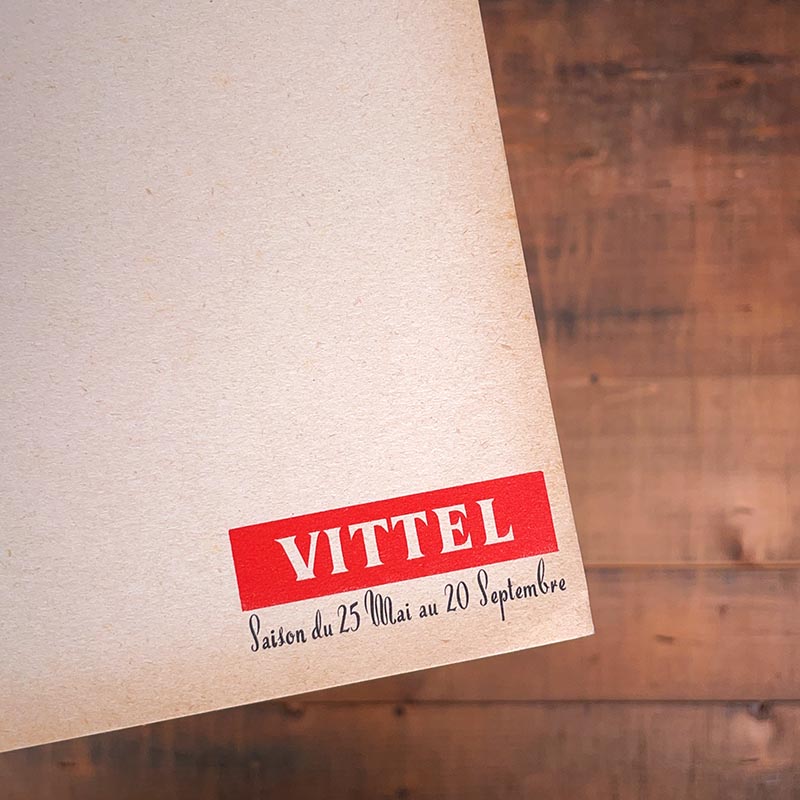 grand menu papier ancien vittel vittelloise vintage eau de source 1950 1960