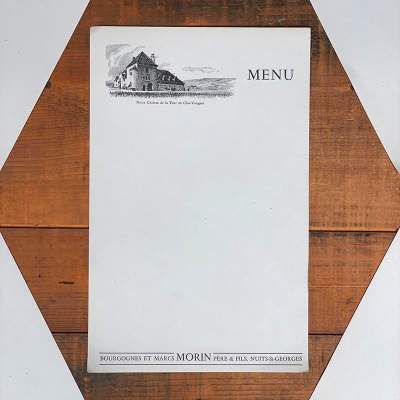 menu ancien en papier illustré illustration vins de bourgogne nuits saint georges morin alcool 1930 1940