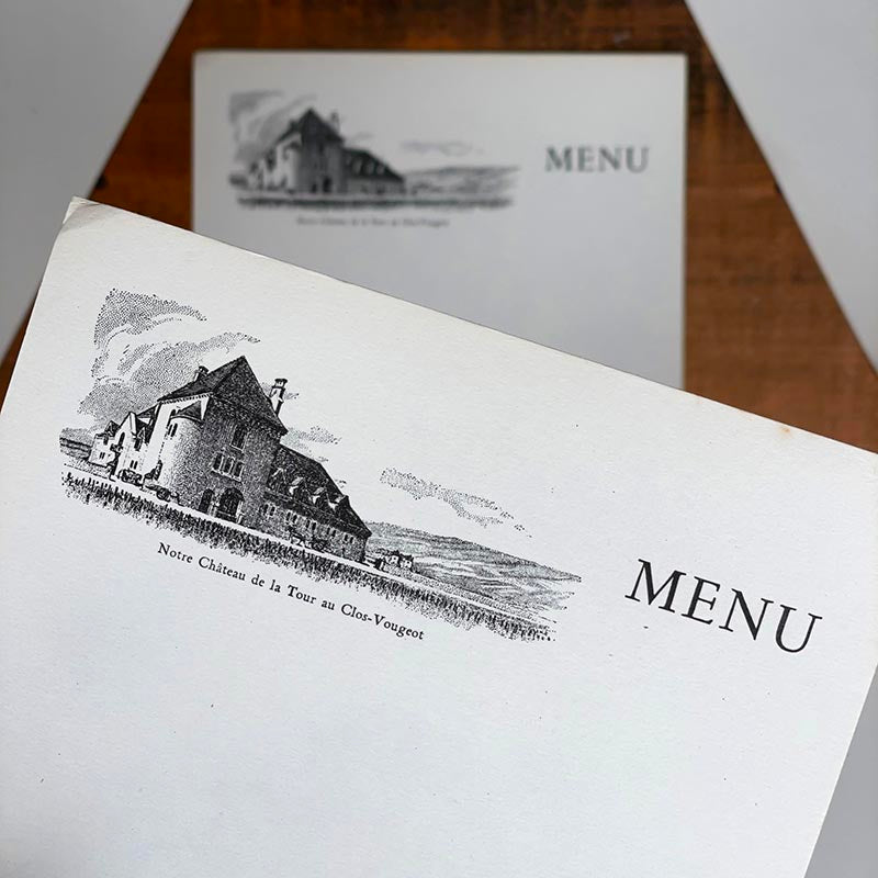 menu ancien en papier illustré illustration vins de bourgogne nuits saint georges morin alcool 1930 1940