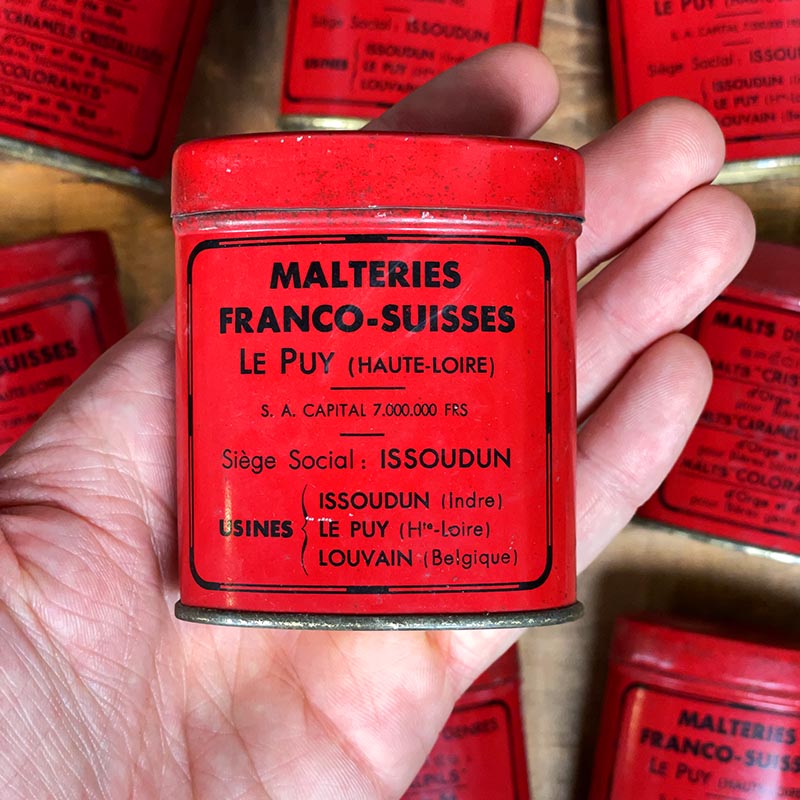 petite boite ancienne malteries franco-suisse malts bières rouge orge blé vintage 1950 1960