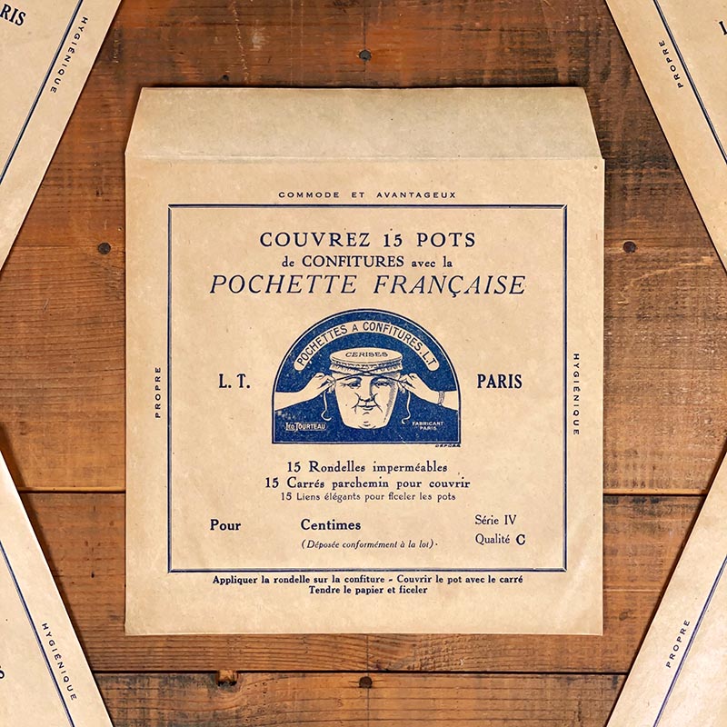 sachet pochette rondelles carrés pour pots de confitures emballage épicerie vintage 1930 1940