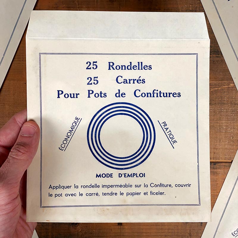 sachet pochette rondelles carrés pour pots de confitures emballage épicerie vintage 1950 1960