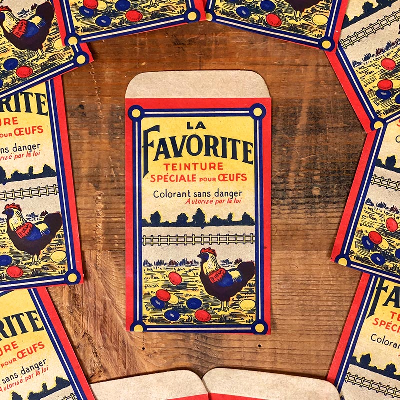 petit sachet ancien la favorite teinture spéciale pour oeufs 1930
