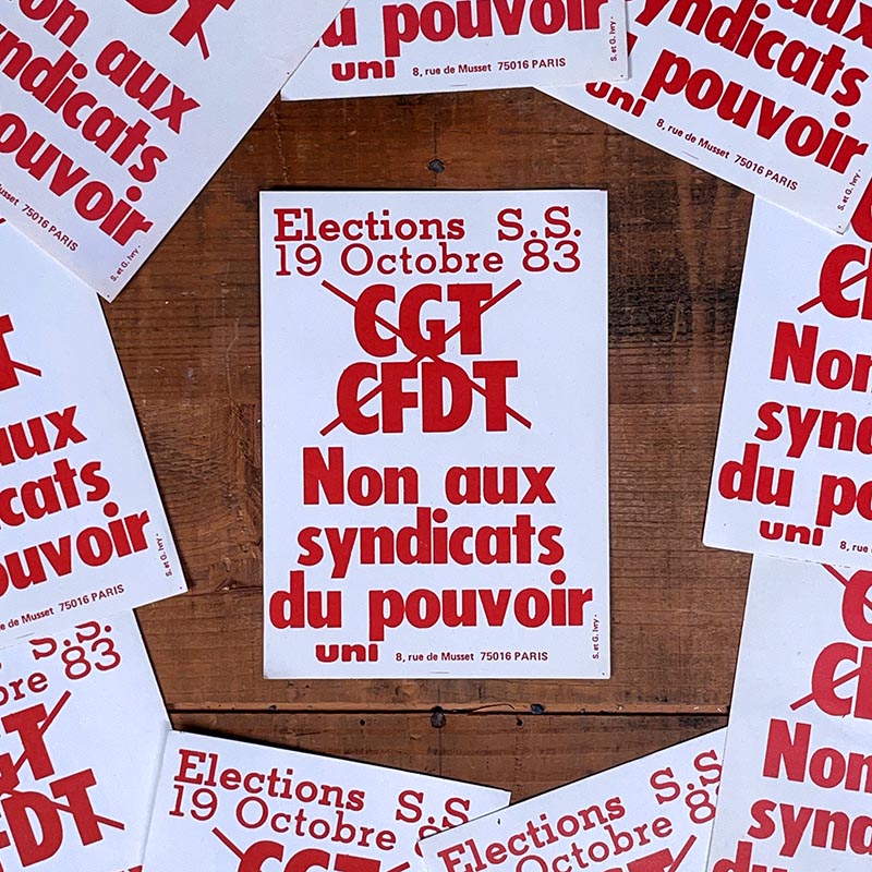 sticker autocollant élections sécurité sociale de 1983 cgt cfdt syndicat ancien ancienne