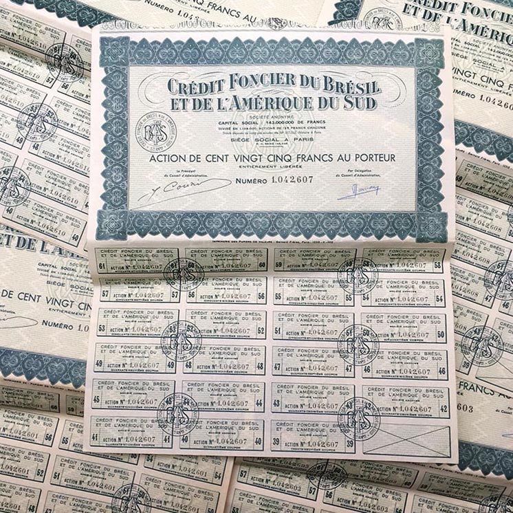 action 125 crédit foncier brésil porteur imprimerie banque 1930 papier