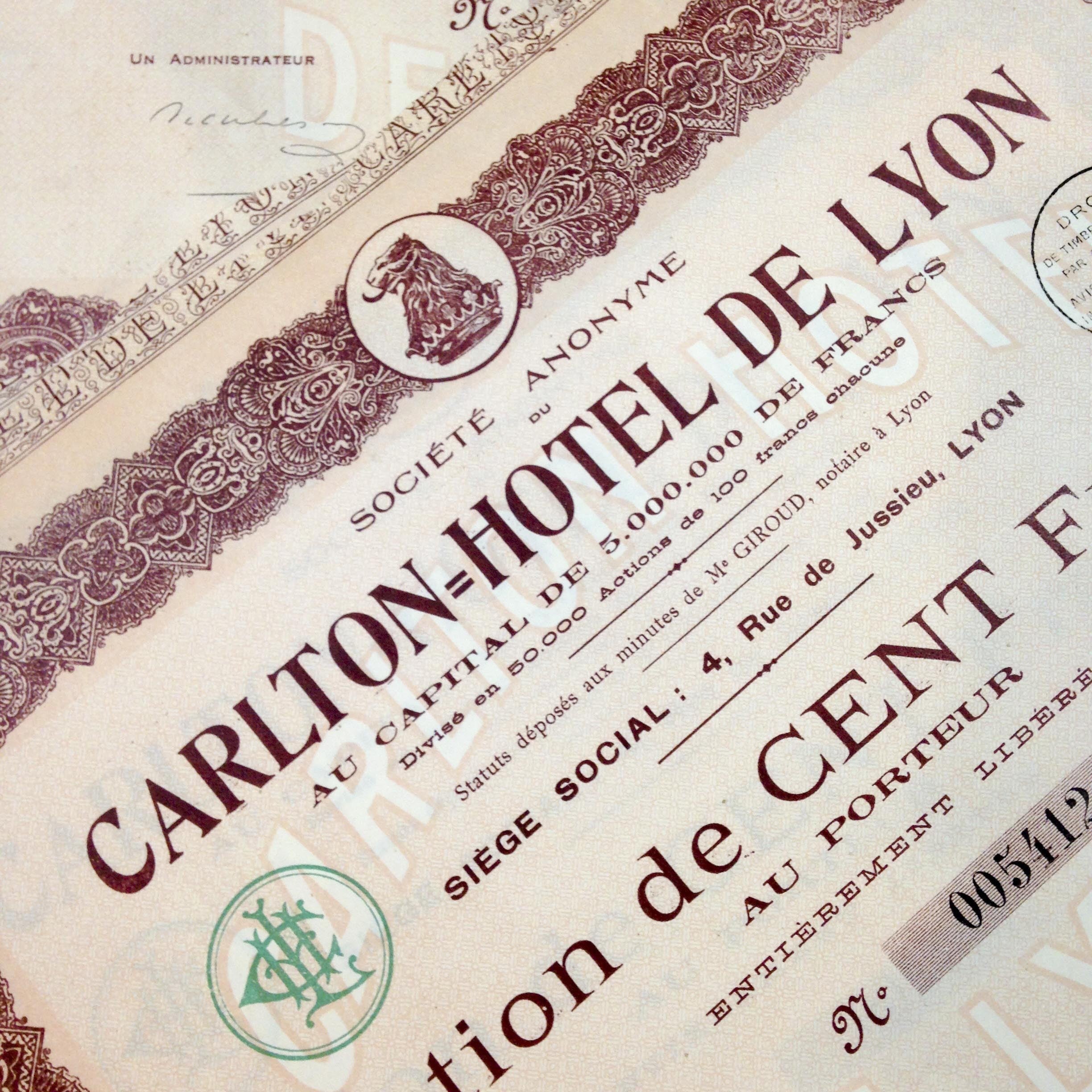 action artisanat ancien vintage carlton hôtel lyon imprimerie 1931
