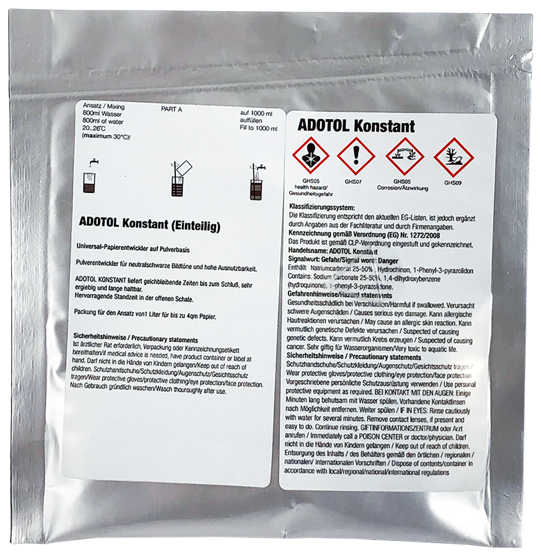 adox adotol konstant développeur révélateur papier noir et blanc poudre argentique 1 litre papiers tirage agrandissement