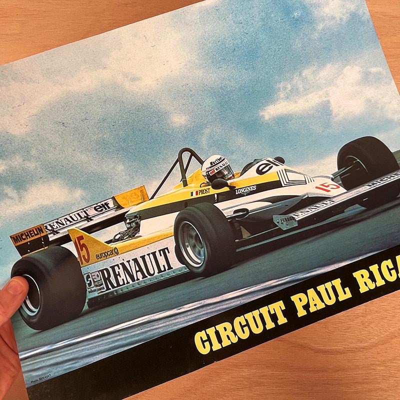 affiche circuit paul ricard championnat du monde formule 1 f1 1982 alain prost renault sport vintage photo course automobile
