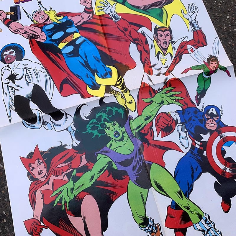 poster affiche ancienne marvel les vengeurs 1987 edition lug editions magazine strange captain america thor