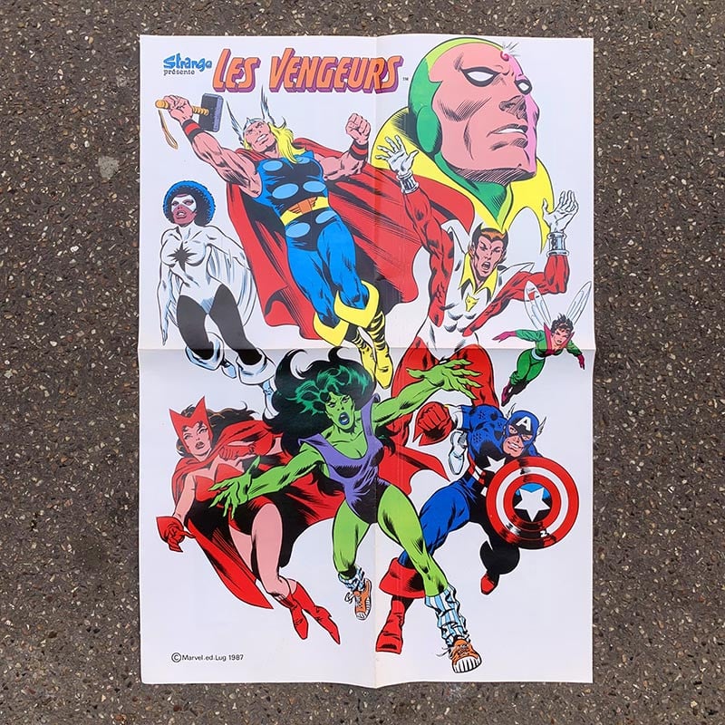 poster affiche ancienne marvel les vengeurs 1987 edition lug editions magazine strange captain america thor
