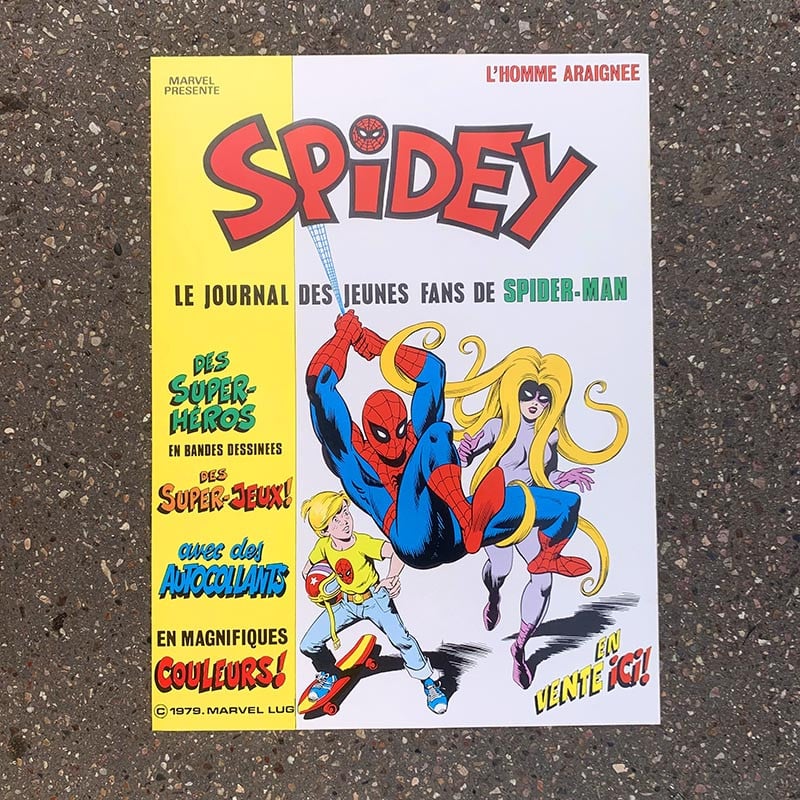 affiche ancienne papier marvel editions lug spiderman spidey 1979 magazine strange poster