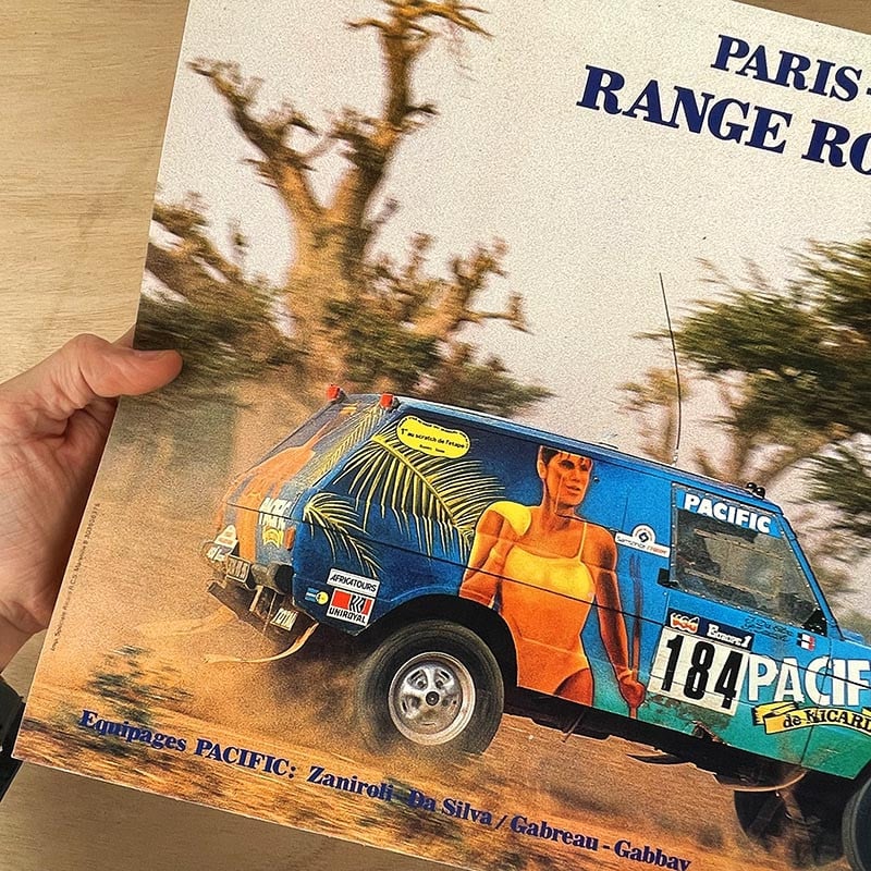 affiche paris dakar 1984 range rover pacific 1980 rallye voiture 4x4 vintage photo course automobile