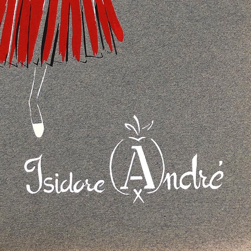 affiche pochoir illustration illustrée tissu isidore andré paris rouge 1950 1959 tissus