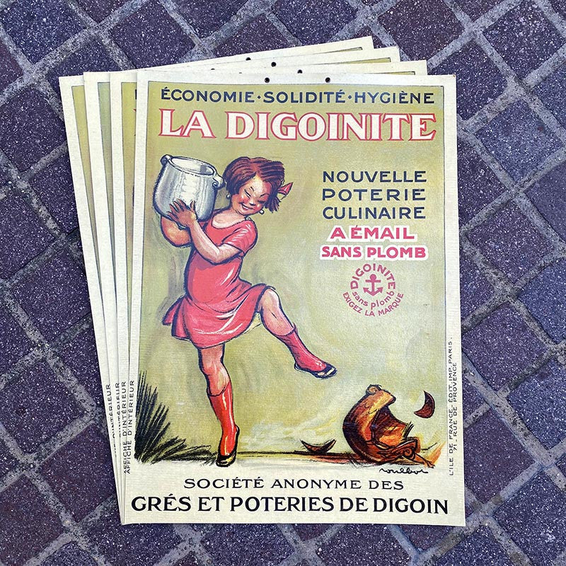 affiche publicitaire digoinite ancien vintage carton cartonnée épicerie 1929 poulbot