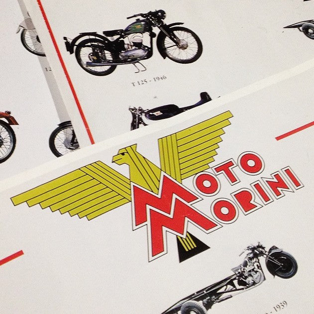 Affiche pub publicitaire moto morini italie ancien vintage imprimerie garage 1990