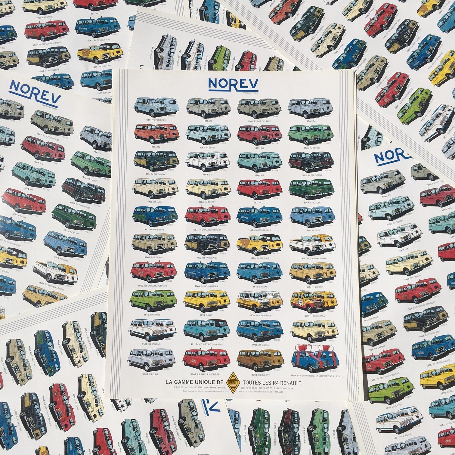 affiche ancienne papier renault R4 4L norev miniature vintage 1993 1994