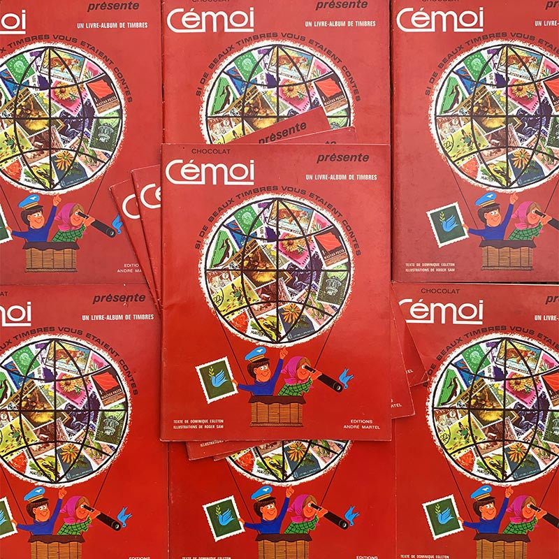 album cémoi rouge timbres vignettes épicerie ancien ancienne papier stock vintage 1960 chocolat cémoi