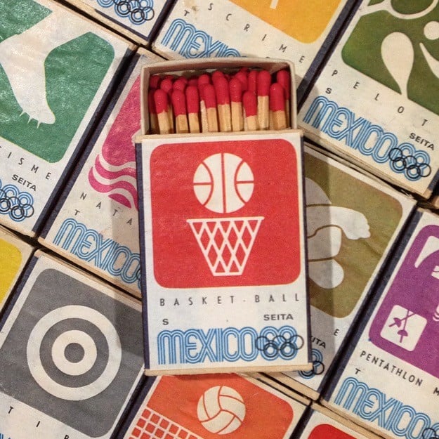 boite bois allumettes seita jeux olympiques jo mexico 1968 tabac