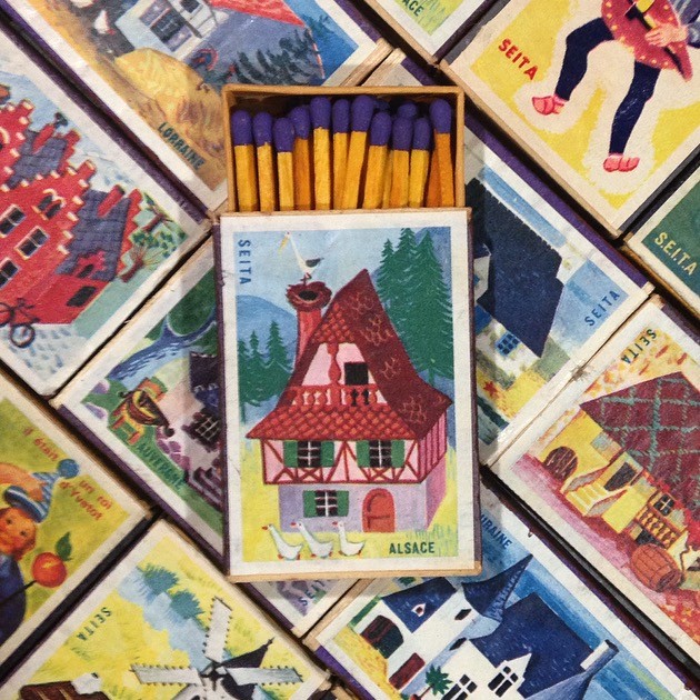 boite bois allumettes seita régions françaises ancien vintage tabac 1970