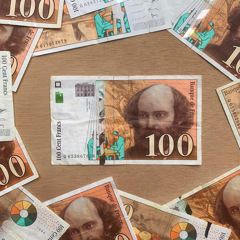 billet 100 francs paul cézanne france ancien vintage collection papier illustration 1997 1998 1999
