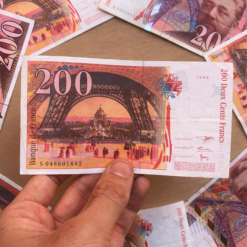 billet 200 francs gustave eiffel tour france ancien vintage collection papier illustration 1996 1999