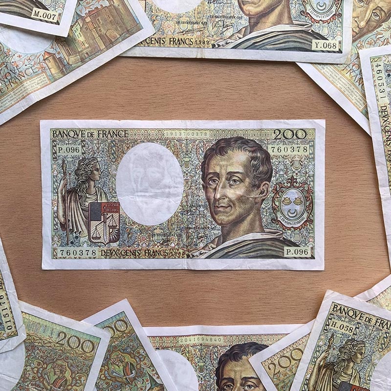 billet 200 francs montesquieu france ancien vintage collection papier illustration 1981 1994