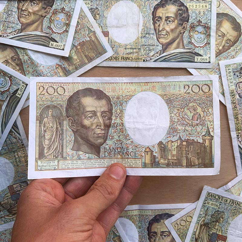 billet 200 francs montesquieu france ancien vintage collection papier illustration 1981 1994