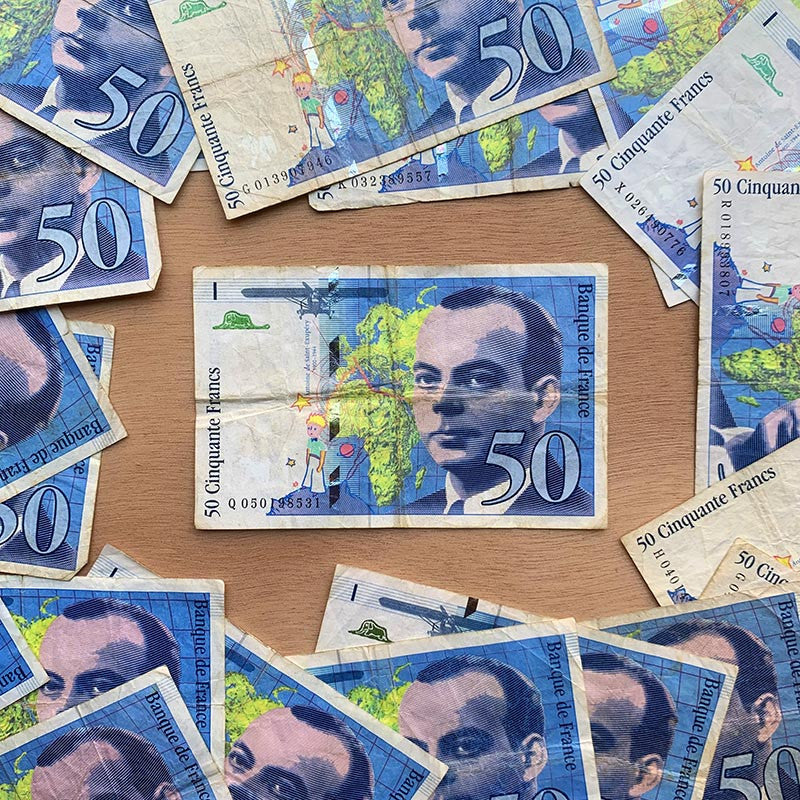 billet 50 francs antoine de saint exupéry france ancien vintage collection papier illustration 1992 1999