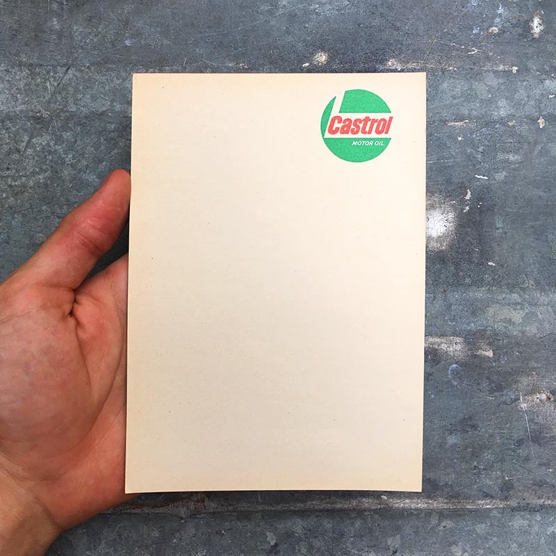 facture facturette bloc note castrol motor oil huile garage vintage 1960 1970