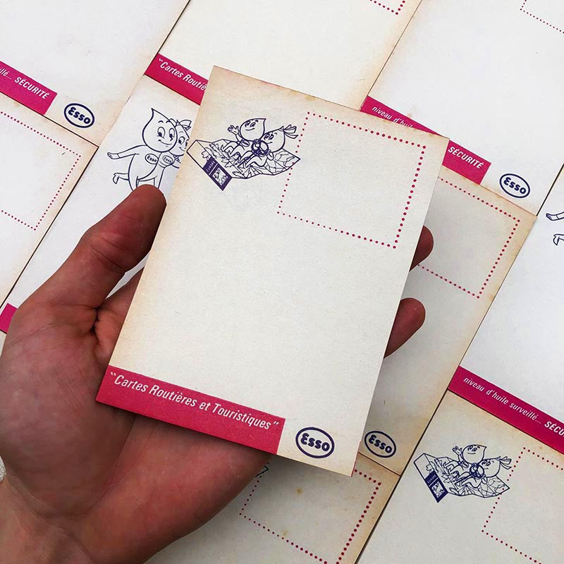 bloc notes ancien brocante esso huile station service ancienne garage vintage 1950 1960