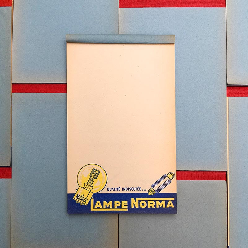 facture facturette bloc note lampe norma ampoule voiture garage vintage 1960 1970