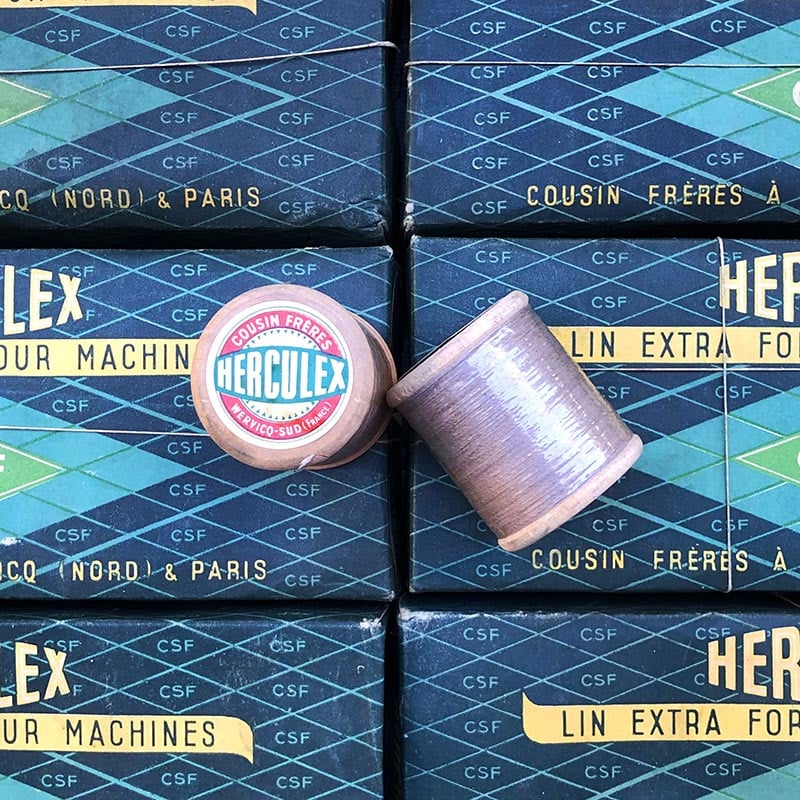 bobine de lin Herculex Cousin Frères cordonnier bois ancien vintage mercerie 1950 1960 filature ancienne