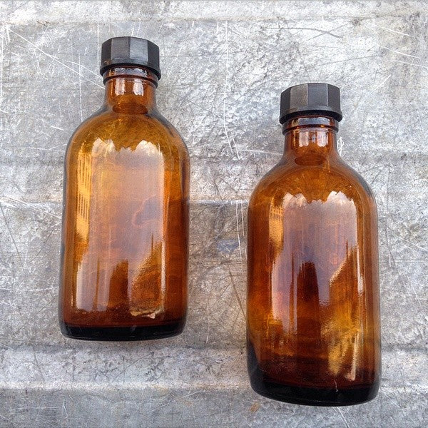 petit bocal flacon verre orange 1930 armée vintage 250ml 0.25l ether pharmacie