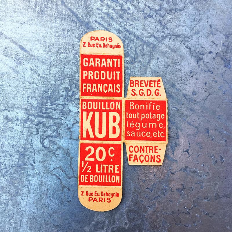 boite bouillon kub kubor 20 centimes 1930 papier carton ancien vintage épicerie 1930
