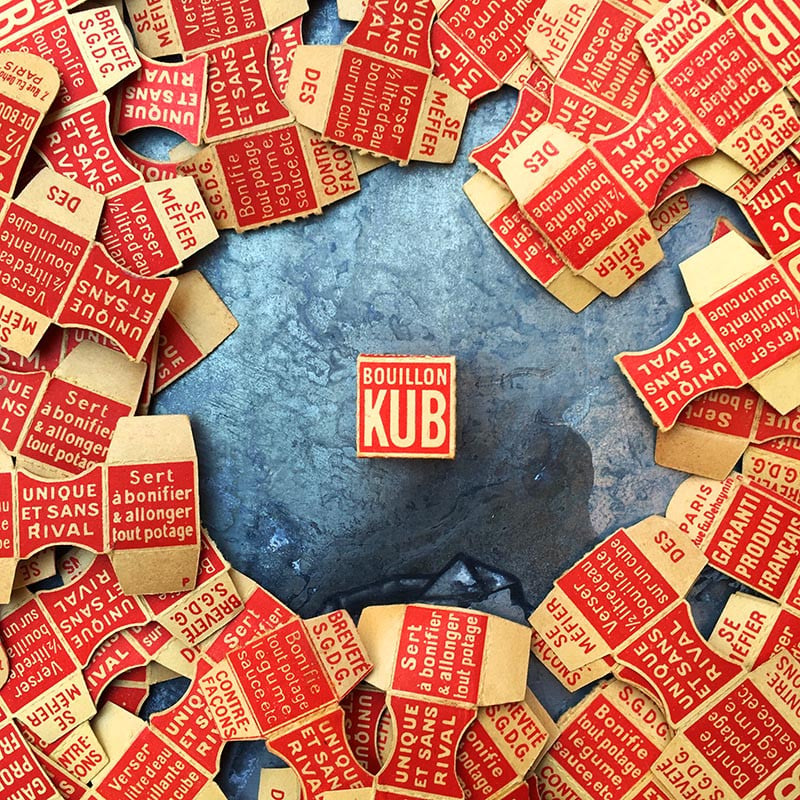 boite bouillon kub kubor 20 centimes 1930 papier carton ancien vintage épicerie 1930