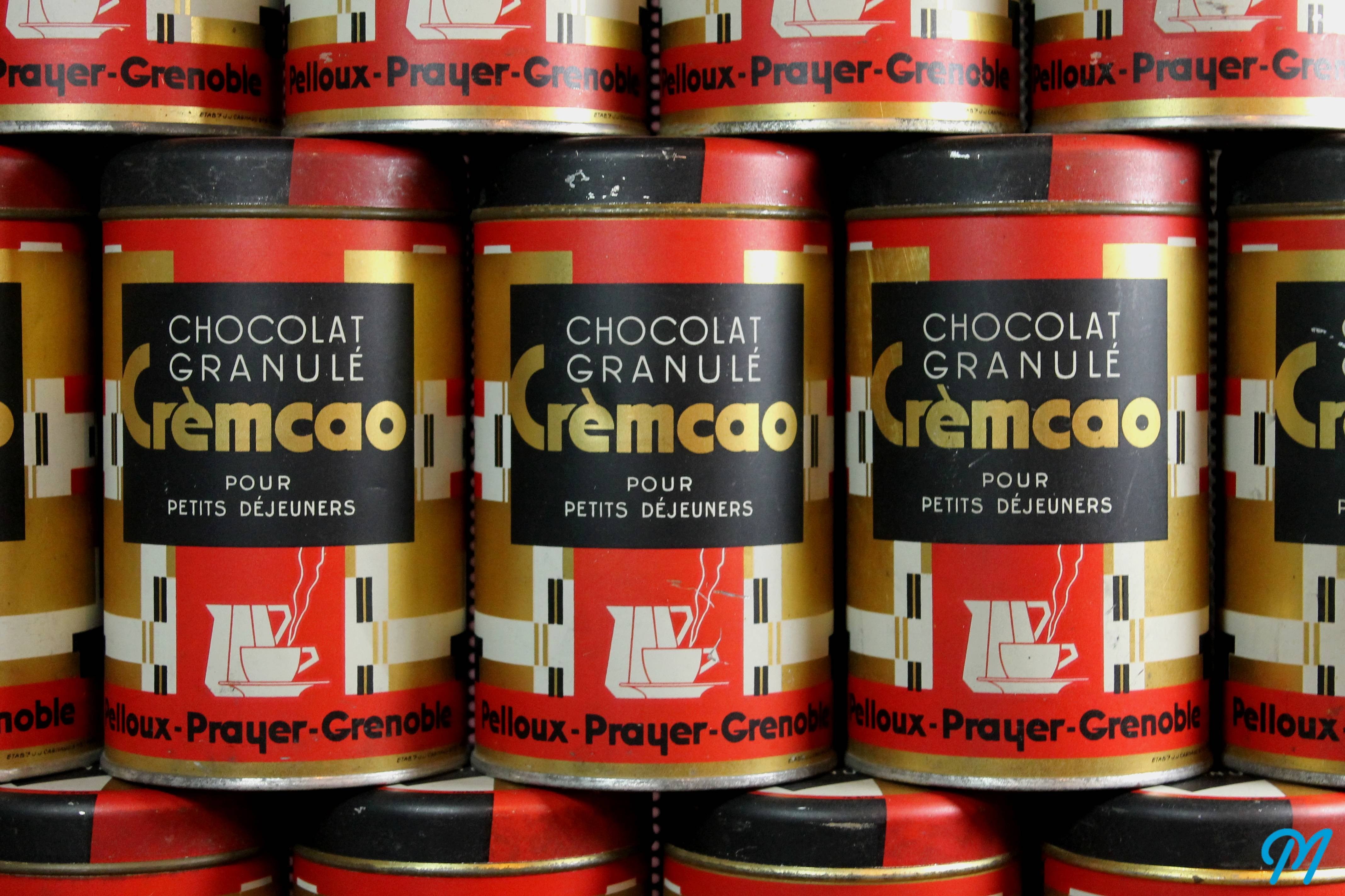 boite ancienne de chocolat cremcao granulé pelloux prayer grenoble vintage 1950 1960 epicerie