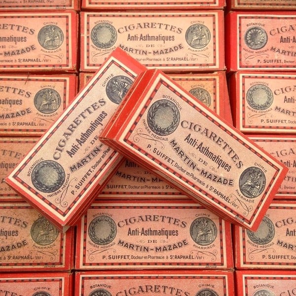boite cigarette anti asthmatique asthme ancienne fumigation 1920 1930 martin mazade