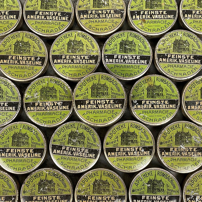 boite ronde métallique métal f schrader ancienne petite pharmacie 1930 amerik vaseline
