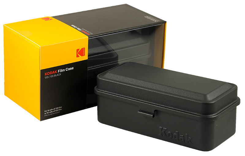 boite de rangement kodak case grosse 120 moyen format grande pellicules 35mm métal métallique vintage argentique noir noire