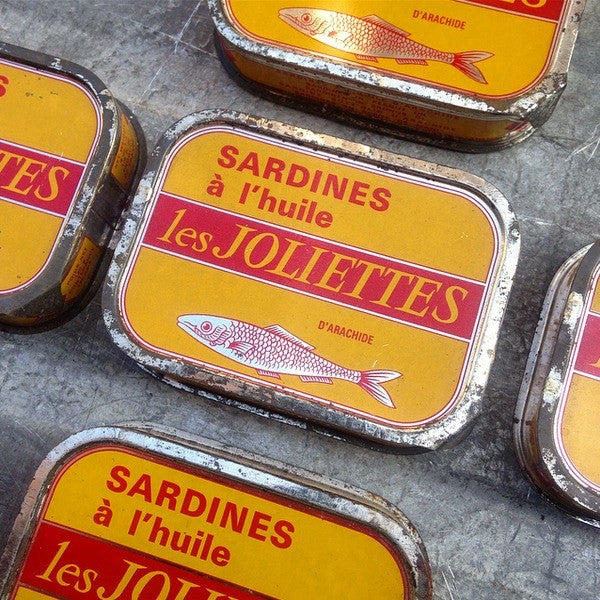 boite de sardines anciennes les joliettes jaune marseille 1960 conserve vintage