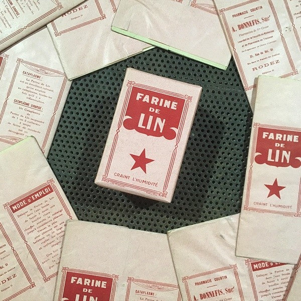 boite ancienne de pharmacie farine de lin rose médical bonnefis 1920 1930 art deco