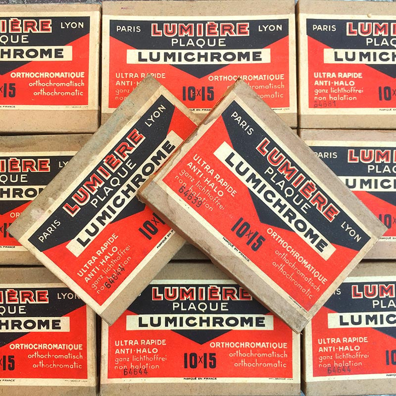 boite plaques lumière frères lumichrome 10 15 1930 papier carton ancien vintage photo 1930