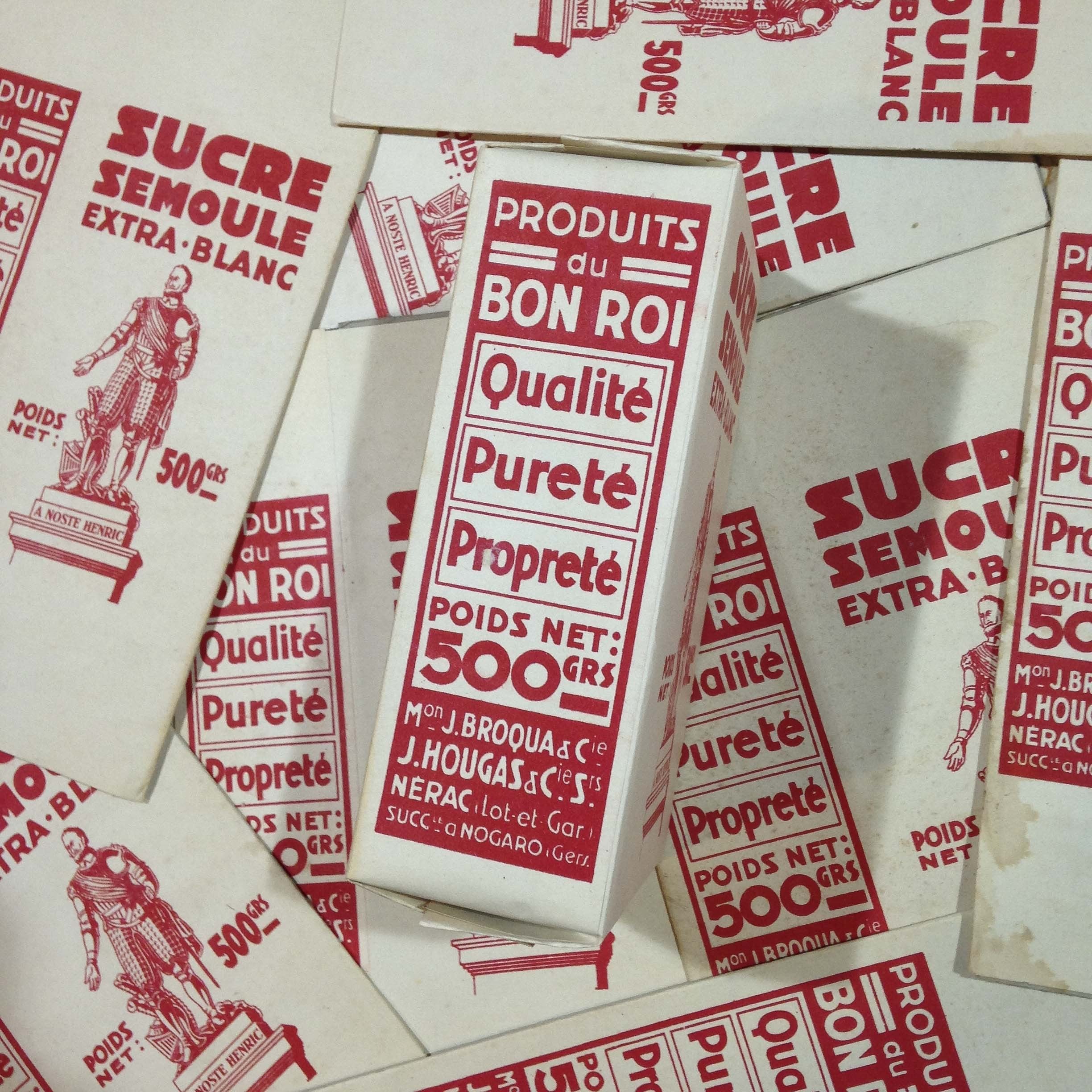 épicerie 1950 ancien vintage papier sucre semoule boite