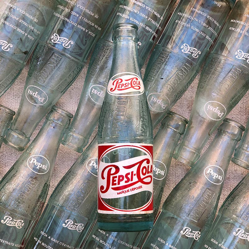 bouteille pepsi pepsi-cola cola ancienne bar bistrot brasserie ancien vintage verre 1950