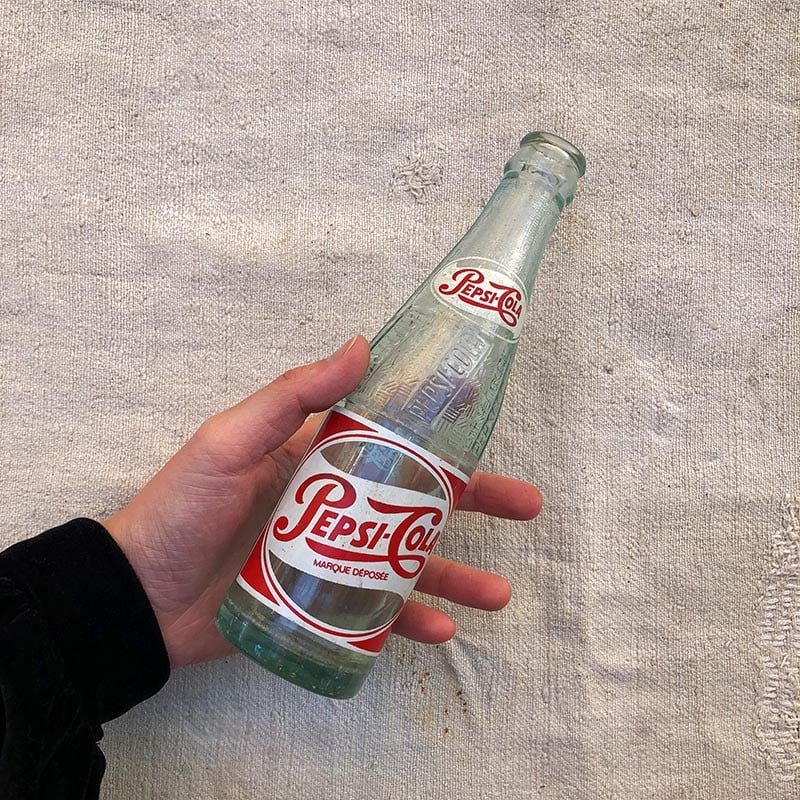 bouteille pepsi pepsi-cola cola ancienne bar bistrot brasserie ancien vintage verre 1950